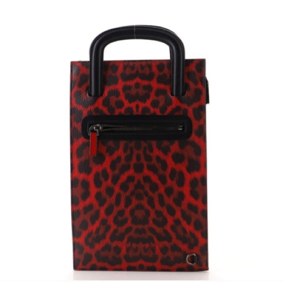 NEW! Christian Louboutin Red and Black Leopard Print Portfolio / Crossbody Bag - Picture 2 of 11
